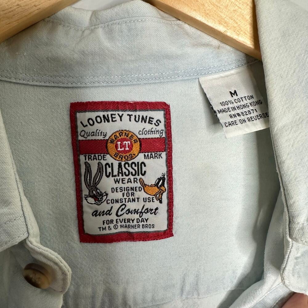Looney Tunes‎ Unisex Vintage Denim Marvin and Daffy Duck Embroidered Shirt M - Picture 4 of 9